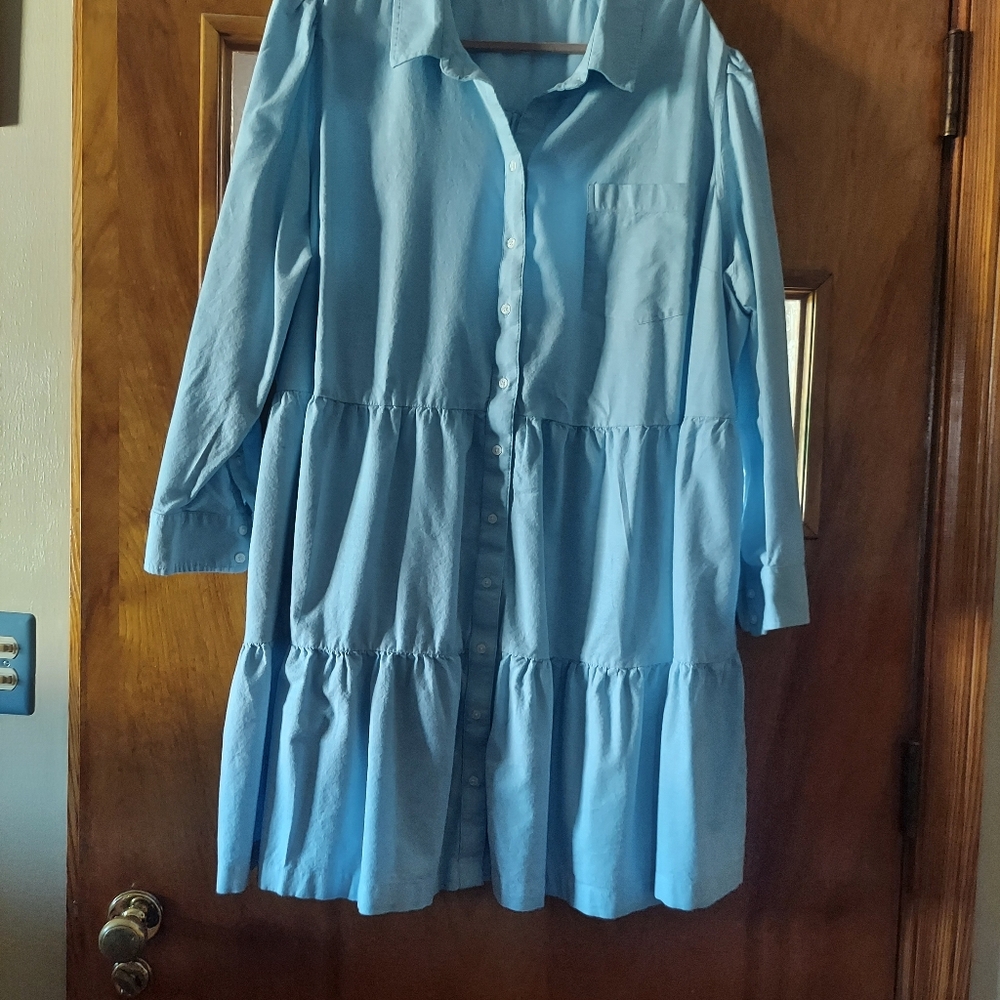 Belk long sleeve denim, tiered midi dress, size 4x